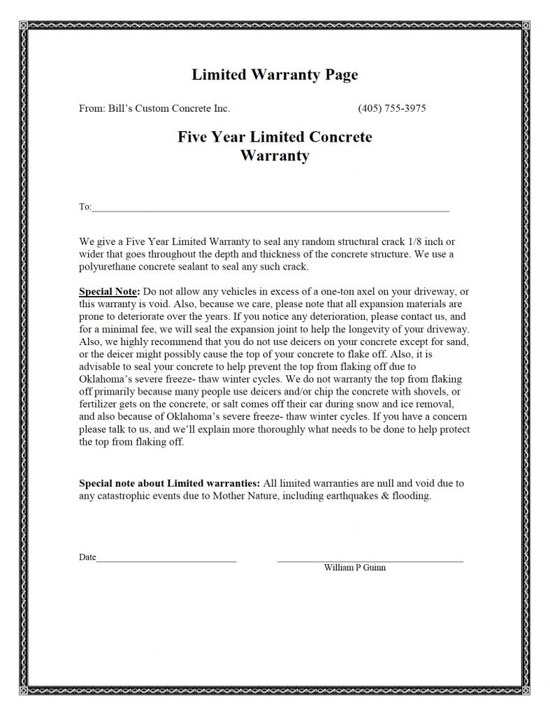 Free Downloadable Templates For Construction Warranty Kserise