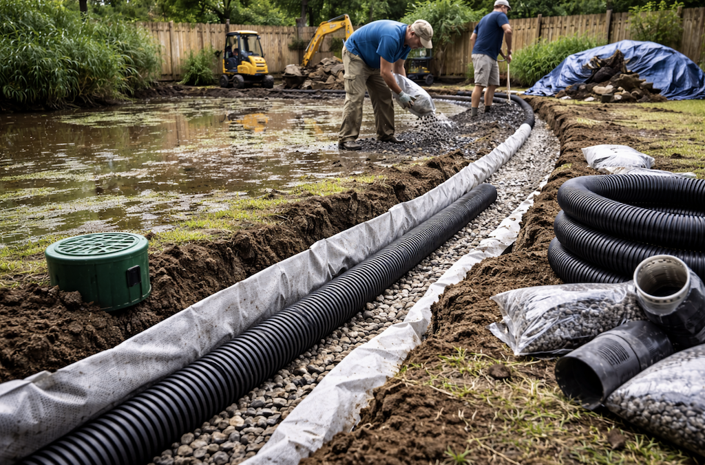 Fixing Flooded Backyard Using French Drains
